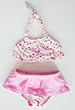 Infant/Toddler Girls 2PC Halter Swimsuit with Ruffle Skirted Bottom in fuschia / Hearts and Flowers Sizes. 1T (12 months) - T3X (T4)