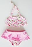 Infant/Toddler Girls 2PC Halter Swimsuit with Ruffle Skirted Bottom in fuschia / Hearts and Flowers Sizes. 1T (12 months) - T3X (T4)
