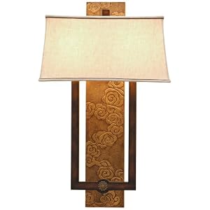 Coromandel Wood Panel Silk Shade 33 High Sconce by Maitland-Smith