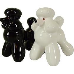 French Poodle Salt and Pepper Shakers- 1 Black and 1 White