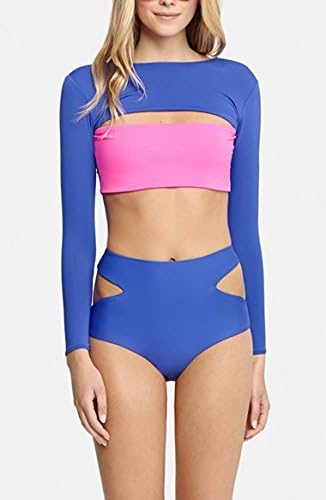Zinke Women's Alex Cropped Rashguard, Small, Ultramarine/Multi