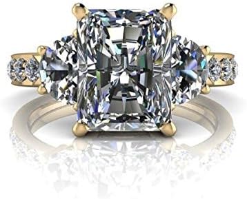 Charles &amp; Colvard Forever Brilliant Moissanite Three Stone Engagement Ring 3.80 CTW
