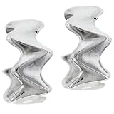 Sterling Silver Zig Zag Stud Hoop Earrings