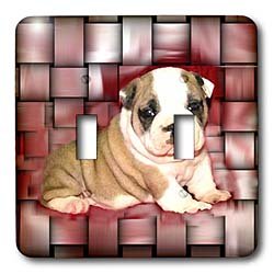Dogs Bulldog - British Bulldog Puppy - Light Switch Covers - double toggle switch