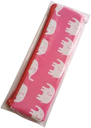Budget Gift Idea- New Thai Elephant Design Cotton Pen Pencil Zipper Bags Souvenir Multi Purpose Stationery MakeUp Brush Cases, 7.8 X 2 Inches (Large White Elephants on Pink)