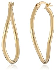 Duragold 14k Yellow Gold Oval Twist Hoop Earrings, (0.75" Diameter)