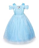 ReliBeauty Girls Cinderella Dress Halloween Costume (6x-7, Light Blue)
