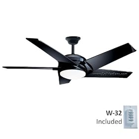 Casablanca Fans 3212T 53" Stealth Contemporary Black Ceiling Fan w/ Light, Wall Ctrl & B32-12 Blades