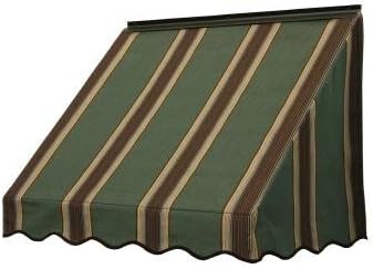 NuImage Awnings 3 ft. 3700 Series Fabric Window Awning (23 in. H x 18 in. D) in Forest Vintage Bar Stripe
