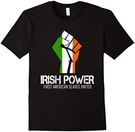 Men's Irish power American slaves united - Cool saying T-shirt XL Black