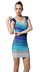 Stretchy Fitted Above the Knee Nylon/Rayon/Spandex Bandage Dress/Bodycon Dress 