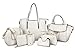 Multi-Purpose Womens Handbag Set Pack of 7 Bags Purse Shoulder Handbags(Beige)