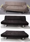 Sofa Couch Schlafsofa PLANO, verstellbar ~ creme, Mikrofaser, Wildleder-Optik