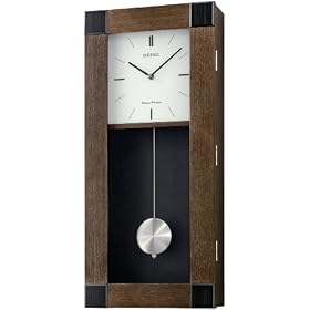 Seiko Wall Pendulum Clock Dark Brown Wooden Case Westminster/Whittington Chime  #QXH043BLH