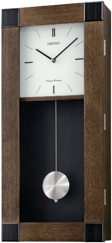 Seiko Wall Pendulum Clock Dark Brown Wooden Case Westminster/Whittington Chime  #QXH043BLH