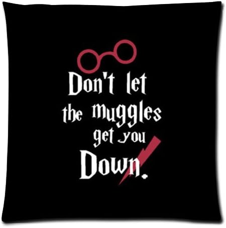 Soft Material Dont Let the Muggles Get You Down Square Zippered Pillowcase 18" x 18" (Twin sides)