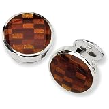 Sterling Silver Brown Resin Fancy Cuff Links