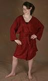 Embroidered Kimono Style Robe - Burgundy
