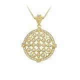 18k Gold Plated Sterling Silver Diamond-Accent Medallion Pendant