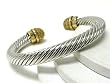 Two Tone Metal Cable Cuff Fashion Bracelet