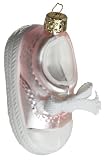 Ornaments To Remember Baby Shoe (Pink) Hand-Blown Glass Ornament