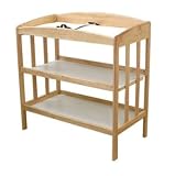 LA Baby 3 Shelf Wooden Changing Table, Natural Image