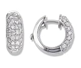 1.5 Carat Pave Set Diamond Hoop Earrings in White Gold (with Safety Lock)