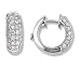 1.5 Carat Pave Set Diamond Hoop Earrings in White Gold (with Safety Lock)