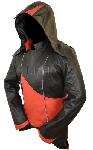 New Assassins Creed III Faux Leather Conner Kenway Hoodie/Coat Jacket Cosplay Bestseller