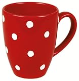 Waechtersbach Caffelatte Mugs, Set of 4, White Polka Dots on Cherry