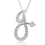 14k White Gold Alphabet Initial Letter J Diamond Pendant Necklace (HI, SI3-I1, 0.12 carat)