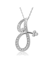 14k White Gold Alphabet Initial J Diamond Pendant Necklace (HI, I1-I2, 0.12 carat)
