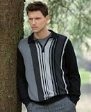 Perry Ellis Long Sleeve 1/4 Zip Stripe Sweater