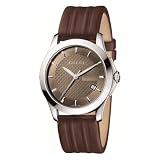Gucci Men`s YA126403 G Timeless Medium Brown Dial Brown Leather Watch