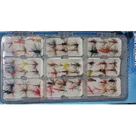 55 flys flies with Tackle box trout Lures Fishing Pan fish