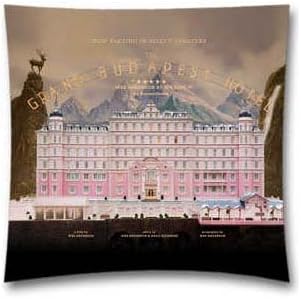 Grand Budapest Hotel Film Poster Cotton Linen Pillow Sham Decorative Cushion Cover Sized 18 by 18 nnches