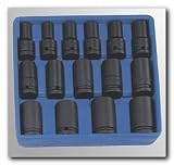 1/2 Dr. 15 Piece Metric Deep Thin Wall 6 Point Impact Socket Set