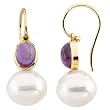 14K Yellow Gold Paspaley South Sea Cultured Pearl and Amethyst Earrings - 11.00mm