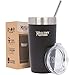 Healthy Human Stainless Steel Tumbler with Straw & Lid | Splash Proof Insulated Travel Cup | Eco-Friendly Coffee Tumblers | Water Cups with Straws Cleaner and Splash Proof Lids (20oz, Pure Black)