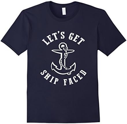 Men's Lets Get Ship Faced Boating T Shirts For Men Boat Captain T XL Navy