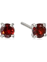 Sterling Silver 4mm Round Garnet Earrings