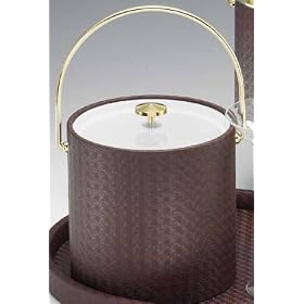 Kraftware 43266 Wicker Burgundy 3 Quart Ice Bucket with Bale Handle and Lucite Cover by Kraftware