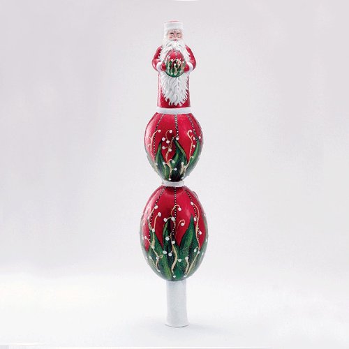 SANTA FABERGE EGG Tree Topper Glass Ornament Made in Poland David Strand SANTA FABERGE EGG Tree Topper Glass Ornament Made in Poland David Strand