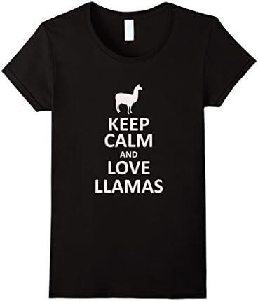 Llama Lovers T-Shirt Keep Calm and Love Llamas - Female Large - Black