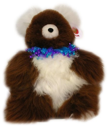 41ViS9PZdnL Alpaca Bear. Genuine Multi Colored Alpaca Teddy Bear With Blue Bells Collar. 18 Inches high.