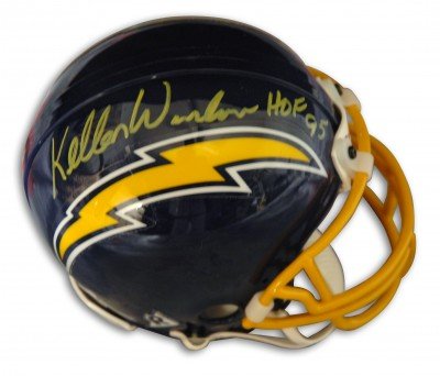 Kellen Winslow Autographed/Hand Signed San Diego Chargers Throwback Authentic Mini Helmet with HOF 9
