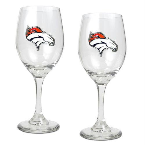 NFL Denver Broncos 14-Ounce Wine Glass (Set of Two)