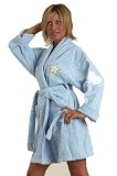 Counting Sheep Appliqued Bathrobe, 100% Cotton Terry Cloth, Short, Lt. Blue, One Size