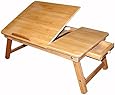 Bamboo Multi-Position Adjustable Laptop Computer Desk & Serving Bed Tray With Drawer (24"x16")