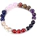 WRCXSTONE Genuine 7 Chakra Gemstone Balancing Bracelet Handmade 8MM Round Healing Crystal 7.25 Inch